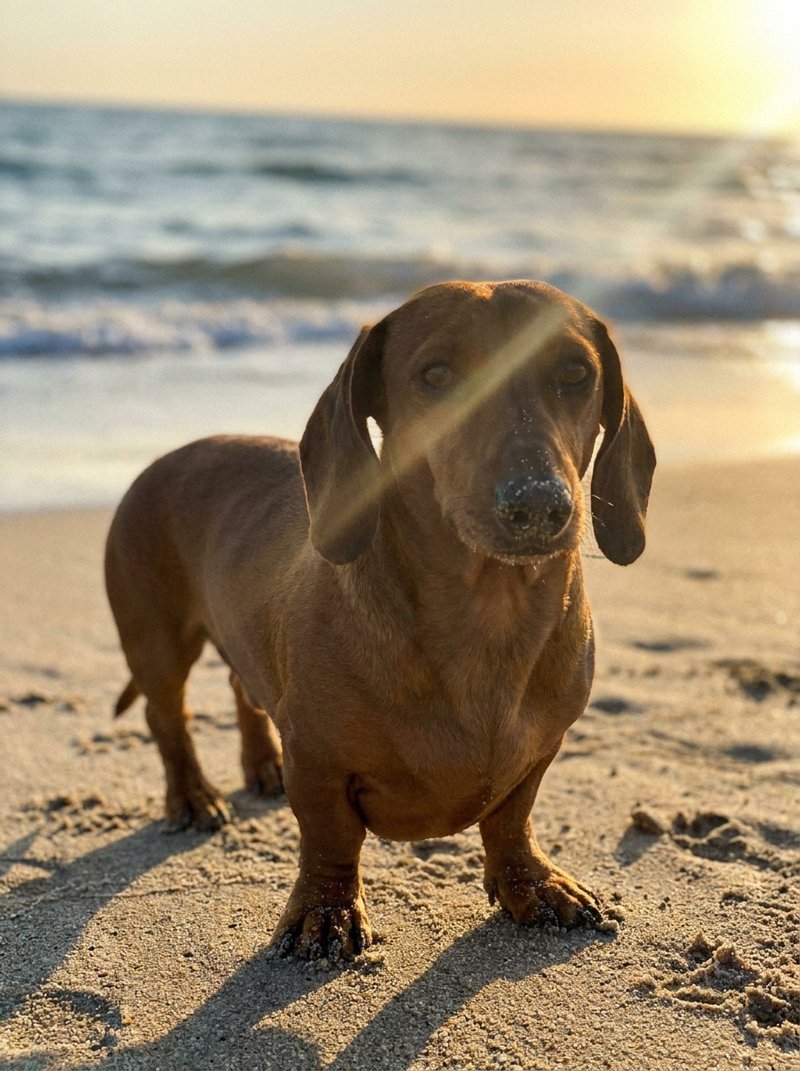 A phone photo of a dachshund